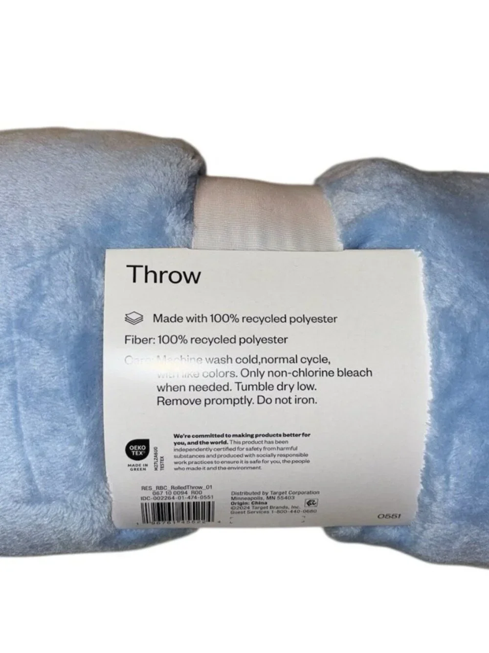 Room Essentials Light Blue Throw Blanket 50x60 Plush Polyester NEW Cozy